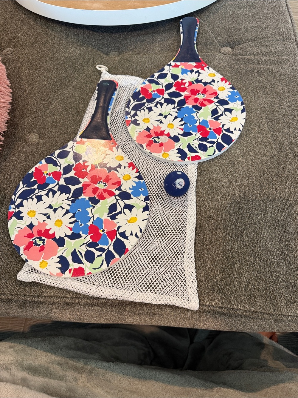 Vera Bradley Navy and White Geometric Paddle Ball Set